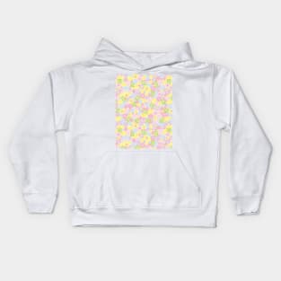 RETRO FLORAL PATTERN 70S GROOVY PASTEL PINK YELLOW GREEN BLUE FLOWER MARKET SCANDINAVIAN MEADOW MIDSOMMAR Kids Hoodie